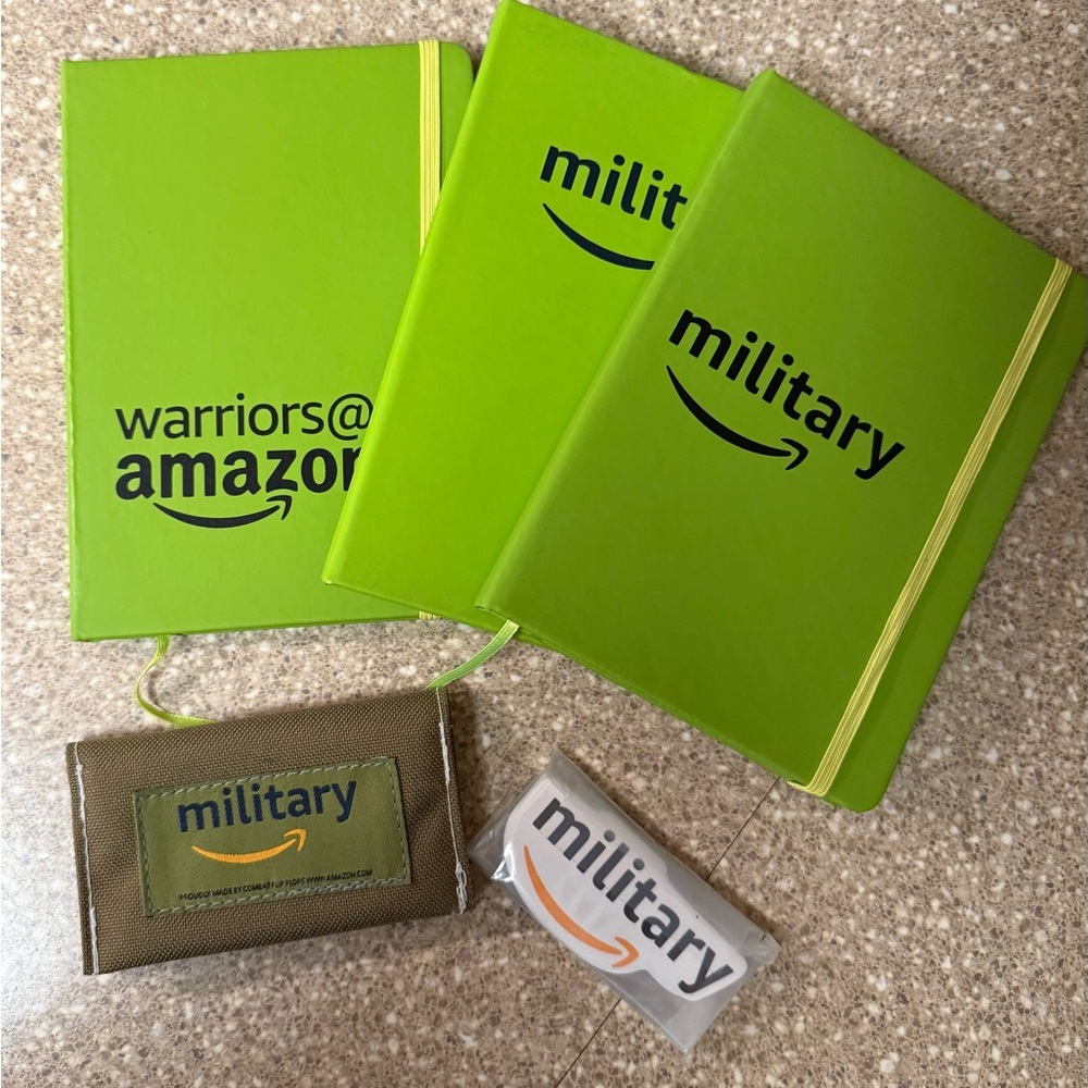 Amazon Green Military-Themed Notebooks and Swag set